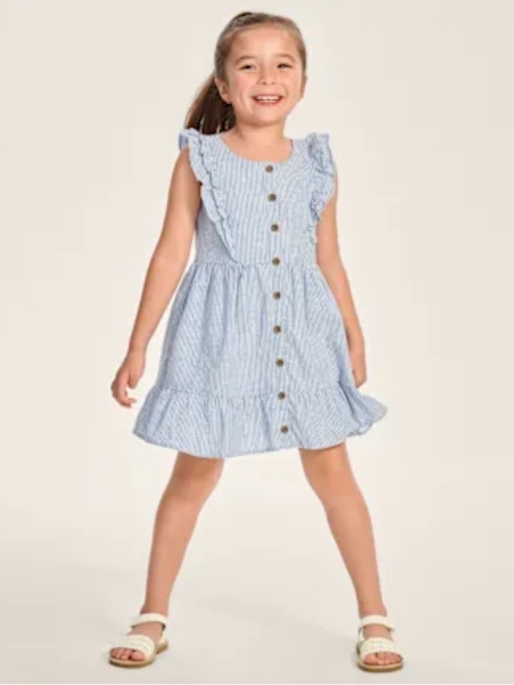 Gymboree Girls Summer Flutter Sleeve Ruffle Linen-Blend Tiered Dress Size 6